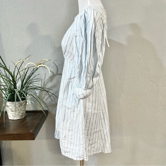 NWT For Love & Lemons Leslie Blue Striped Puff Sleeve Mini Dress - Picture 6 of 16